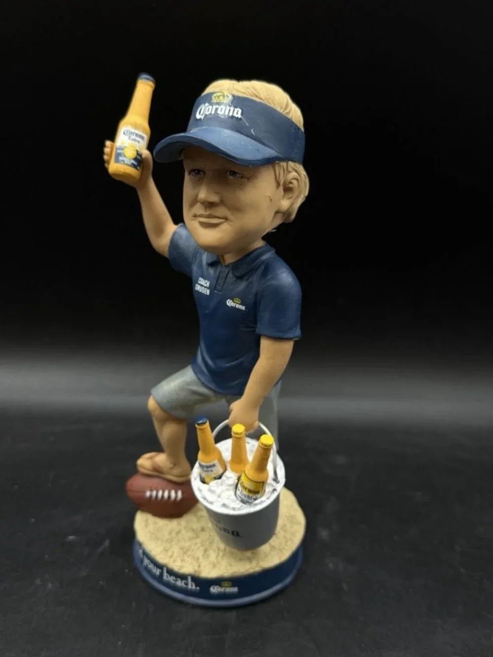 Jon Gruden 7” Bobblehead Corona Light Oakland Raiders Tampa Bay Buccaneers READ